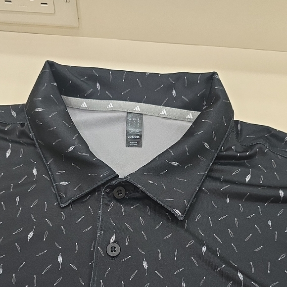 Adidas Men's Ultimate Polo Shirt in black with a feather Pattern, Size L, NWT - Picture 14 of 15